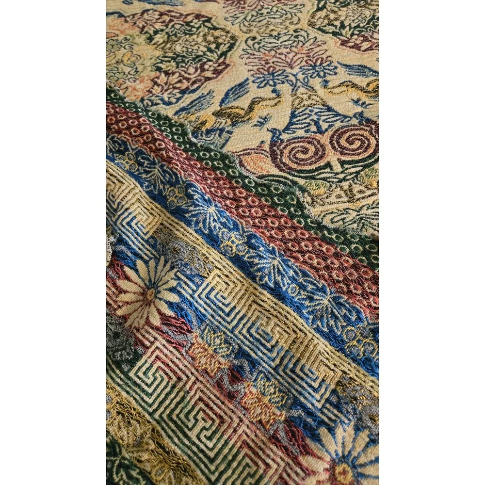Vtg‎ Silk Woven Tapestry Arabian Horse Rider Tablecloth Bedspread Coverlet